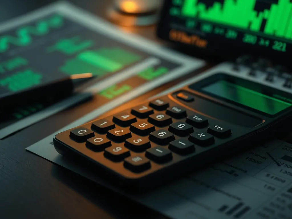 A professional close-up of a calculator and financial docume