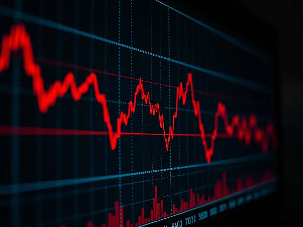 A macro shot of a dark digital display showing red declining