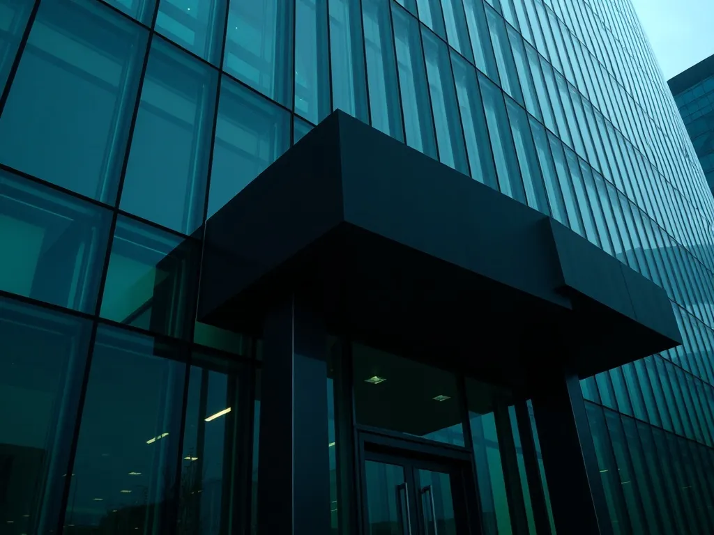 A modern government building facade with glass and steel, ab